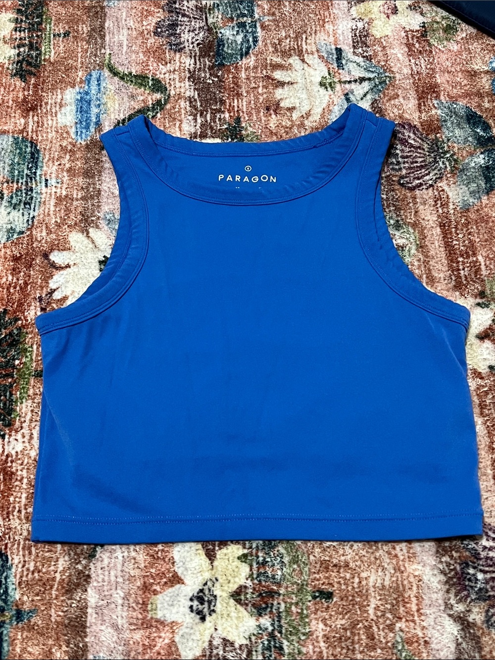 PARAGON Bright Blue Ribbed Crop Tank